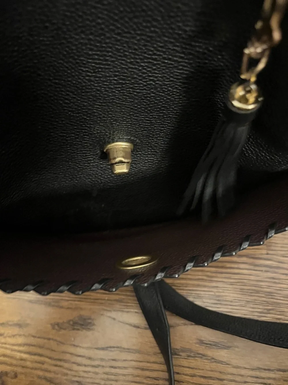 COACH Lora Bucket Bag With Whipstitch Detail Black Pebbled Leather 651